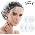 thumbnail image 1 of 100 Pieces Disposable Shower Caps Compatible Girl Women, Waterproof Shower Cap Hair Cover, Plastic Bathing Hair Cap Compatible Home Hotel Spa Hair Sal, 1 of 4