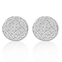 Pompeii Pave Diamond Round Studs Screw Back Earrings White or Yellow Gold 7mm Wide (H,I1)