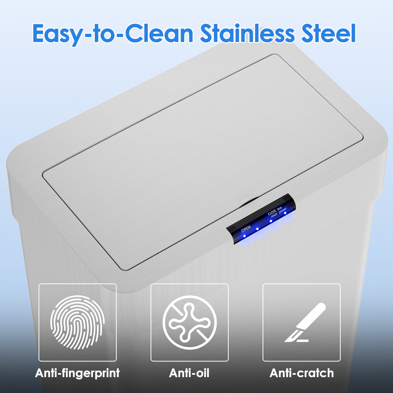 Arlopu 13.2 Gallon Touchless Motion Sensor Trash Can Automatic Garbage Can for Kitchen,Living Room Office