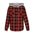 thumbnail image 4 of UQJfacai Boys Hoodies Shirts Kids Casual Button Down Plaid Shirt Fall Winter Long Sleeve Hooded Shacket Jackets with Pocket 5-14 Years, 4 of 6