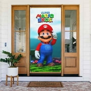 Mario Bros Door Cover Decorated Banner Tapestry Home Decoration Holiday Party Supplies Door Banner Porch Sign Banner 72.8 x 35.4 Inch