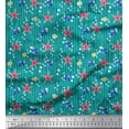 thumbnail image 1 of Soimoi Green Poly Georgette Fabric Bubbles,Starfish & Tangfish Ocean Print Fabric by the Yard 42 Inch Wide, 1 of 1