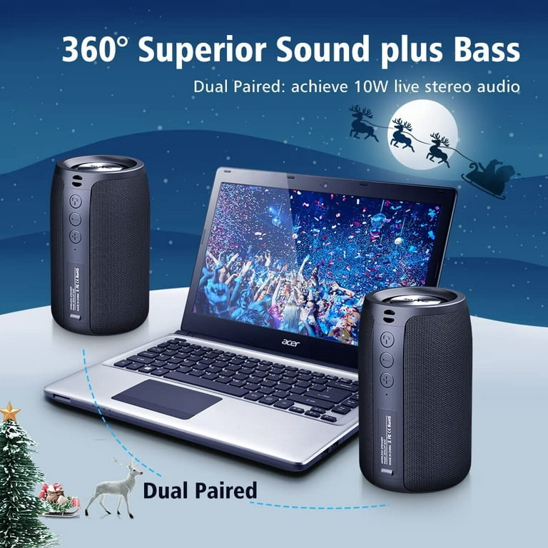 Mini Wireless Bluetooth Speaker Enhanced Bass Bass Stereo Audio Box Ipx5  Waterproof With Led Light Loudspeaker | Portable Speakers (black)
