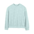 thumbnail image 4 of Bovemsi 2025 Spring New Women's Falling Shoulder Long Sleeve Texture T Shirt Round Neck Knitted Solid Color Loose Casual T Shirt, Blue Summer Women's Long Sleeve T-Shirts, XL, 4 of 9