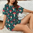 thumbnail image 4 of Pofeuu Amanita Mushroom Print Women's Pajama Set Short/Shorts Soft Button PJs Elastic Drawstring Waist Sleepwear-X-Large, 4 of 6