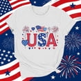 thumbnail image 4 of Zynoxe Independence Day T Shirts for Women Fashionable Round Neck Graphic Tees Patriotic Short Sleeve Going Out Summer Tops (#01 White,2XL), 4 of 7