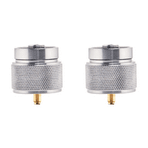 2X Camping Stove Adapter 1LB Propane Small Tank Input and A Lindal Valve EN417 Output Cylinder LPG Canister Convert
