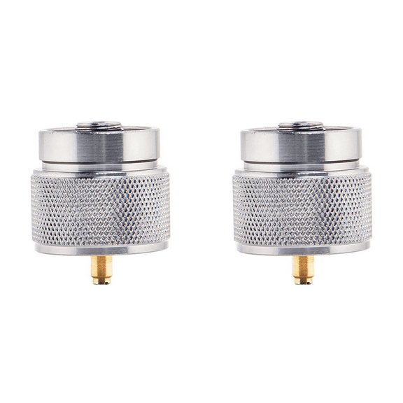 2X Camping Stove Adapter 1LB Propane Small Tank Input and A Lindal Valve EN417 Output Cylinder LPG Canister Convert