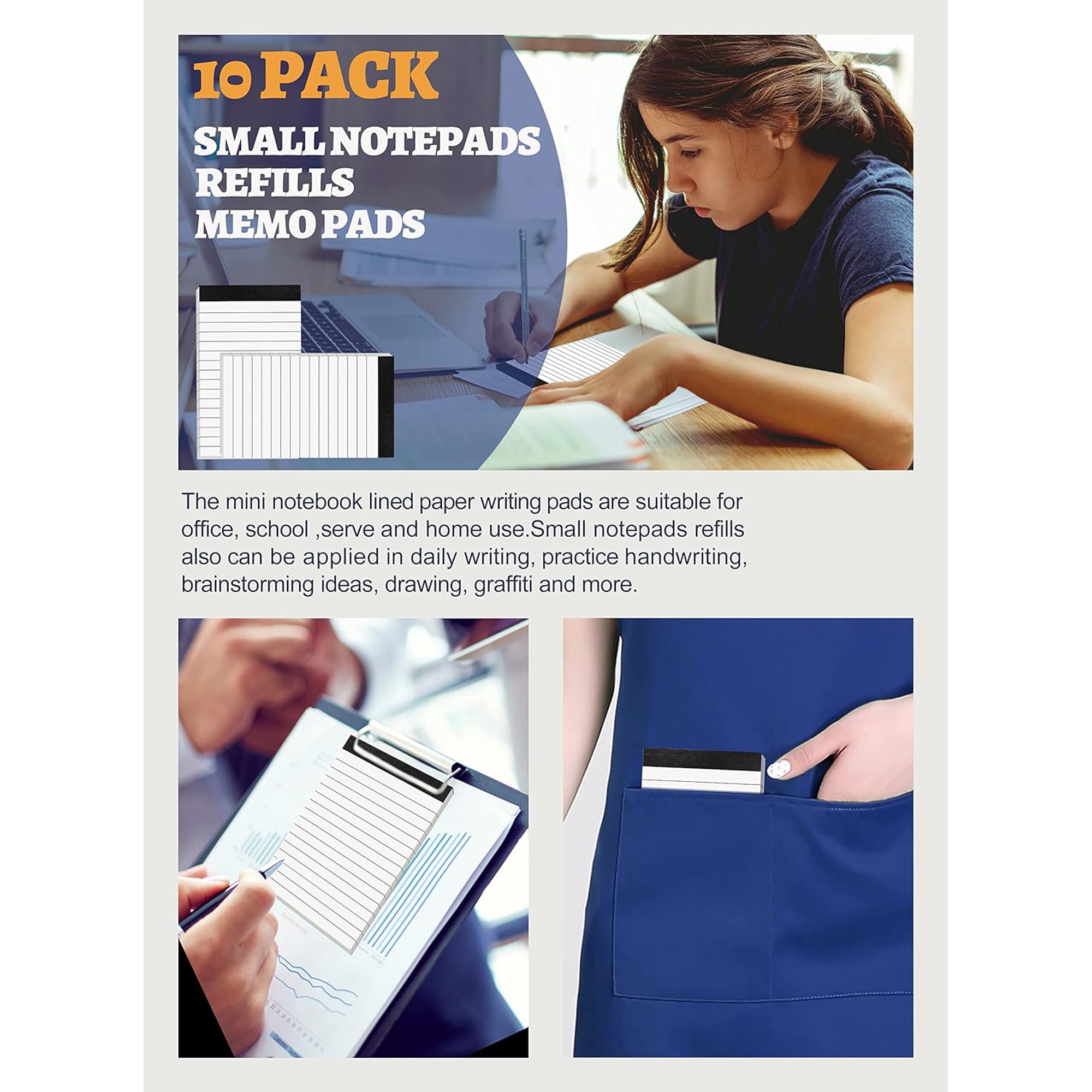 Lined Note Pads 8 Pack Small Notepads Refills Notepad Replacement ...