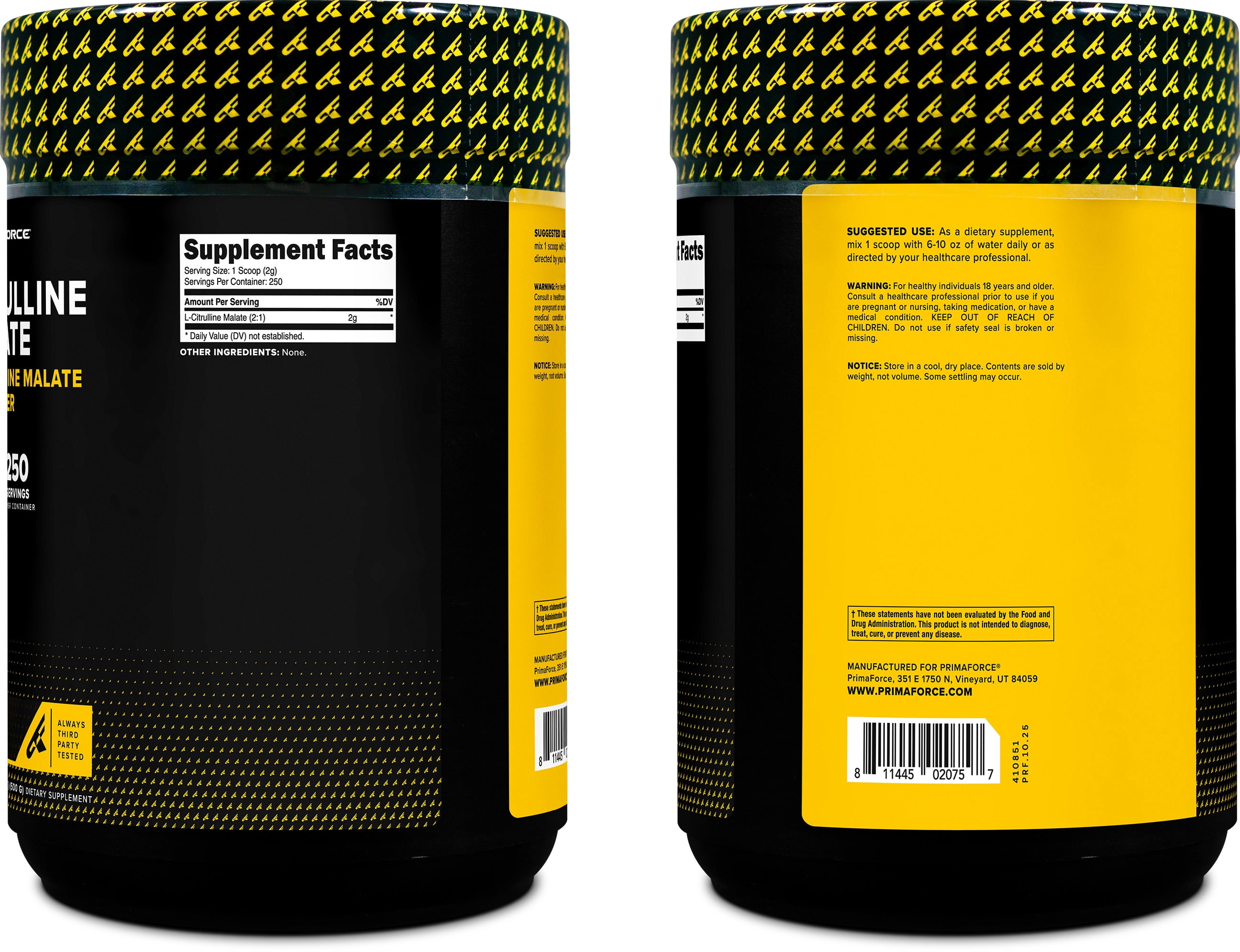 PrimaForce L-Citrulline Malate Powder, Unflavored Pre Workout Supplement, 500 Grams