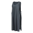 thumbnail image 3 of Fesfesfes Spring Dresses for Women Low Cut Round Neck Sleeveless Tank Dress Solid Color Loose Lace-up Vest Tunic Dress Knee Length Dress, 3 of 5