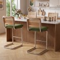thumbnail image 6 of Daluvenix Natural Rattan Bar Stools Set of 4 with Cane Back, Mid Century Modern Kitchen Counter Height BarStools, Dining Room Upholstery Boho Microvelvet Seat Bar Chairs, 6 of 9