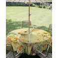 thumbnail image 3 of Outdoor Tablecloth with Umbrella Hole Zipper Easter Bunny Round Tablecloth 54" Waterproof Table Cloth Yellow Rabbit Spring Flowers Leaves Rustic Plants Patio Table Cover Tablecloths for Picnic, 3 of 8