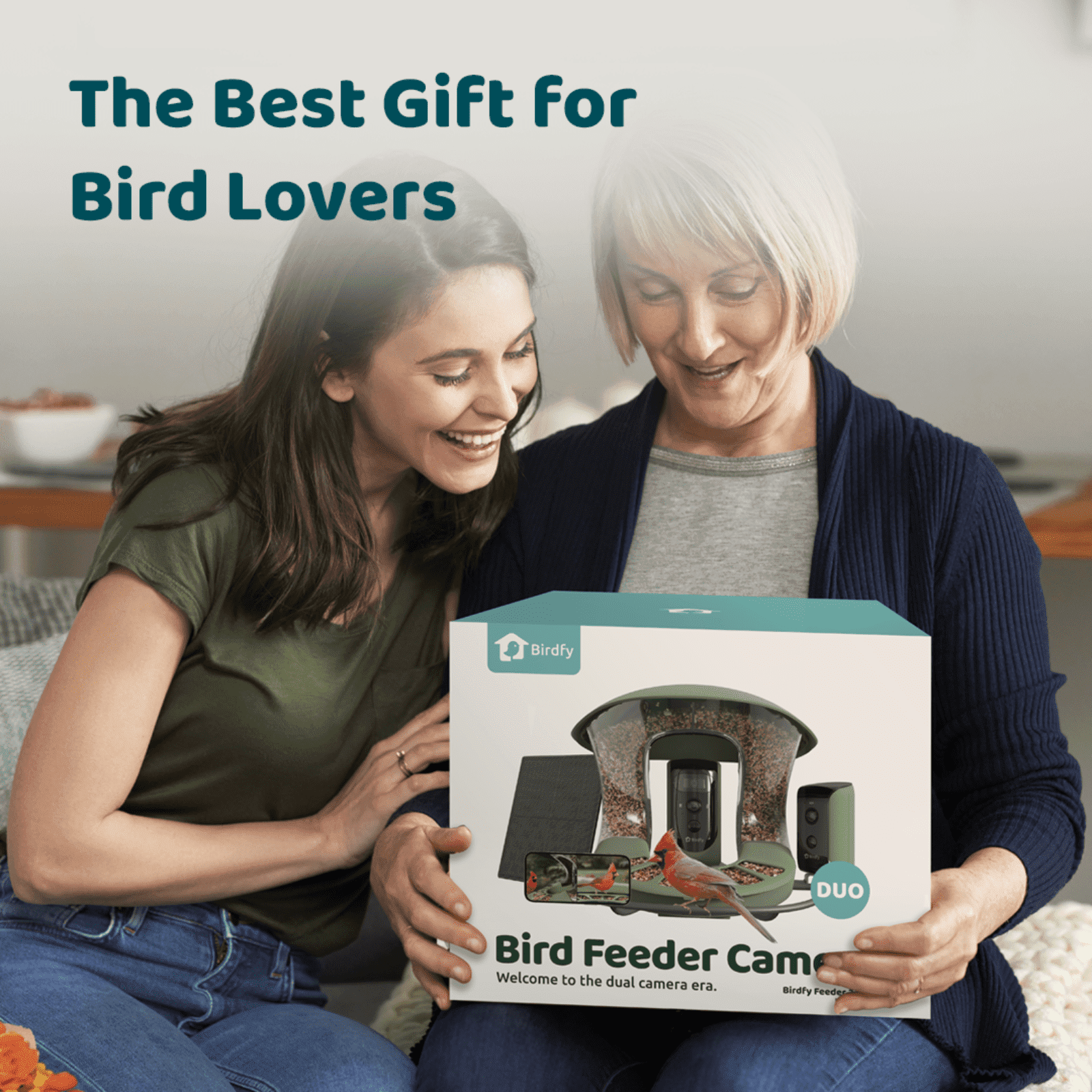 Birdfy Smart Bird Feeder with Camera, 5W Solar Powered, Dual Cameras Auto-Capture Close-Ups & Lifetime Free 99% Accurate AI Bird Identification, Perfect Gift for Bird Lovers