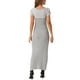 thumbnail image 3 of Vestido maxi de punto acanalado con cuello en U y mangas cortas a rayas para mujer INSPIRE CHIC L Gris, 3 of 6