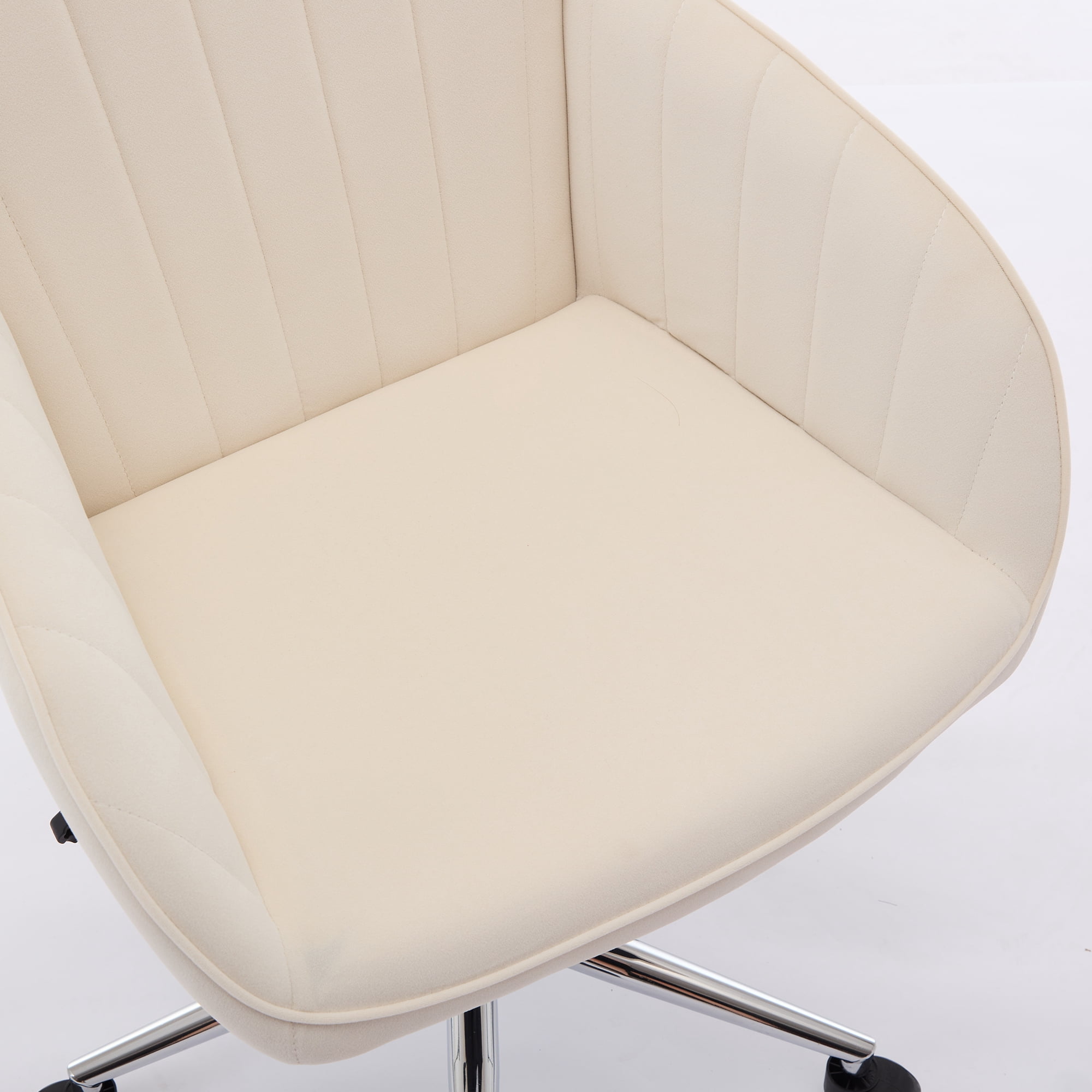 Homy Casa Upholstered Office Chair with Wheels, Adjustable Swivel Vanity Chair for Home Office
