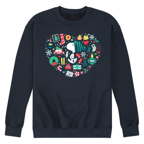 Peanuts - Snoopy Holiday Icons Heart - Men's Crew Neck Fleece Pullover