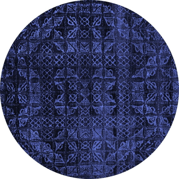 Ahgly Company Indoor Round Abstract Blue Modern Area Rugs, 3' Round