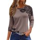 thumbnail image 1 of camiseta casual con cuello redondo y manga 3/4 para mujer, camiseta estampada holgada, top para mujer, marrón/s, 1 of 5