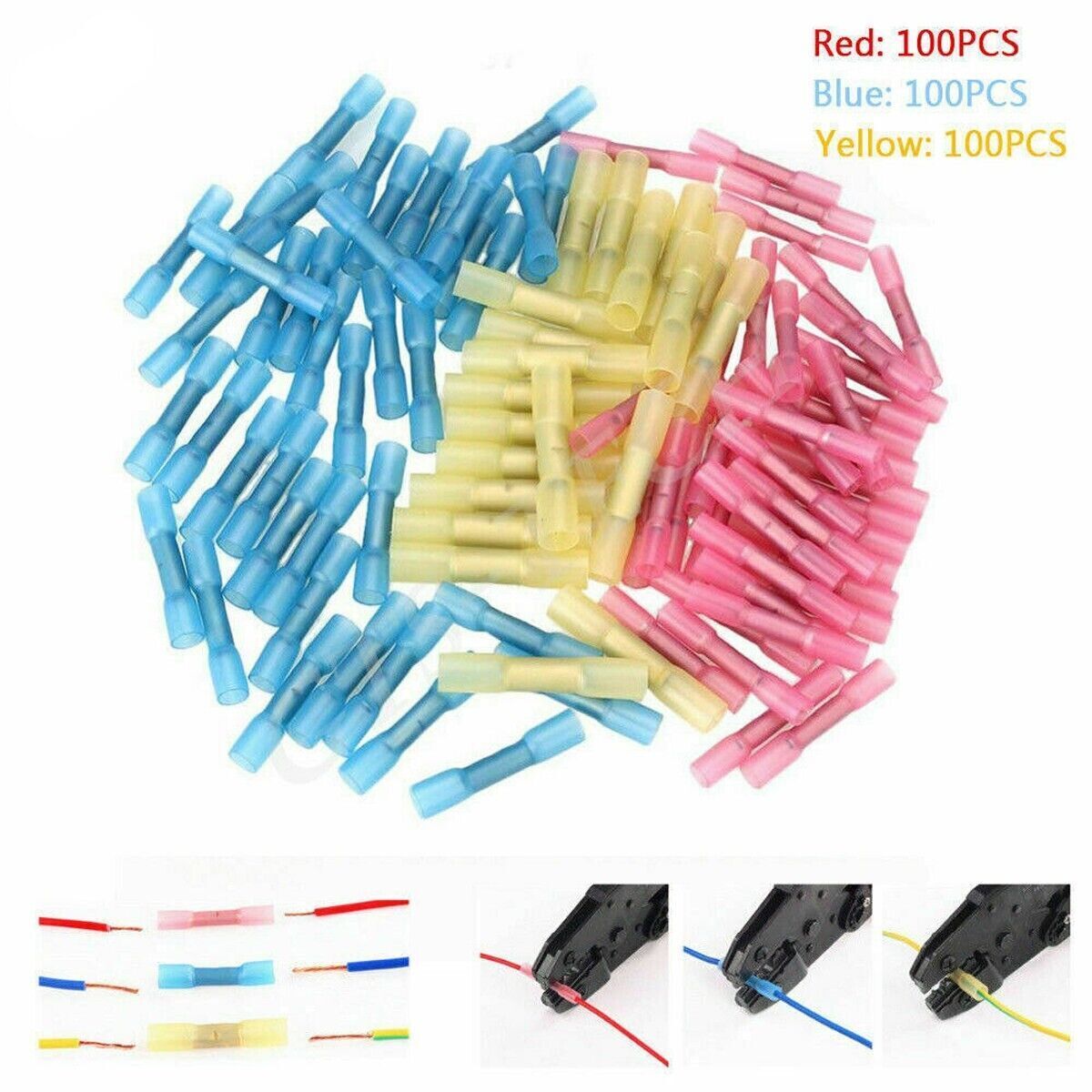 300x Heat Shrink Butt Connectors Kit Waterproof Electrical Terminals Automotive