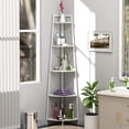 thumbnail image 2 of IVV 70 inch Tall Corner Shelf, 5 Tier Modern Corner Bookshelf Bookcase Industrial Corner Ladder Shelf Plant Stand for Living Room, Kitchen, Bathroom, Home Office (White), 2 of 7