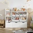 thumbnail image 4 of Homfa Kids Bookcase with 6 Storage Bins, Multi-Purpose Toy Organizers Bookshelf with 3 Drawers for Bedroom Nursery Playroom, White, 4 of 7