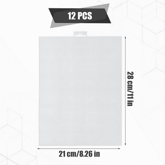 12Pcs 14 Count Plastic Mesh Canvas Sheets, 11x8.2 Inch White Needlepoint Craft Canvas Plastic Grid Sheet