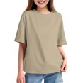 thumbnail image 2 of KAUOD Girls Loose Fit T Shirts Short Sleeve Crew Neck Casual Tops Oversized Solid Basic Tees Summer Comfy Trendy Shirt, 2 of 8