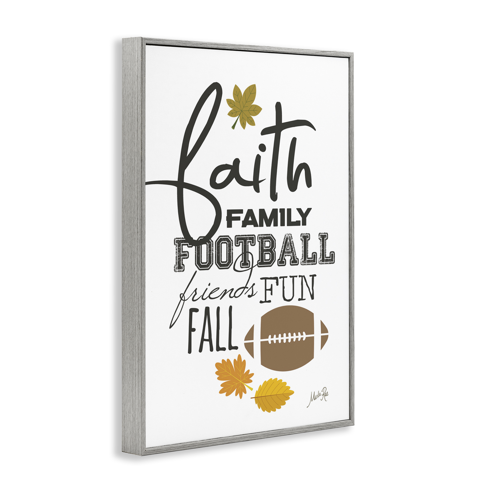 Stupell Industries Faith Family Football Sports Painting Gray Framed Art Print Wall Art, 16 x 24
