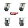 thumbnail image 2 of 4 Inch Kingpinless Thermoplastic Rubber Wheel Swivel Caster Set 2 Swivel 2 Rigid, 2 of 2