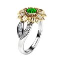 thumbnail image 1 of Exquisita joyería de girasol con anillo floral de oro plateado de dos tonos para mujer Wmkox8yii fajkfhkj1391, 1 of 3