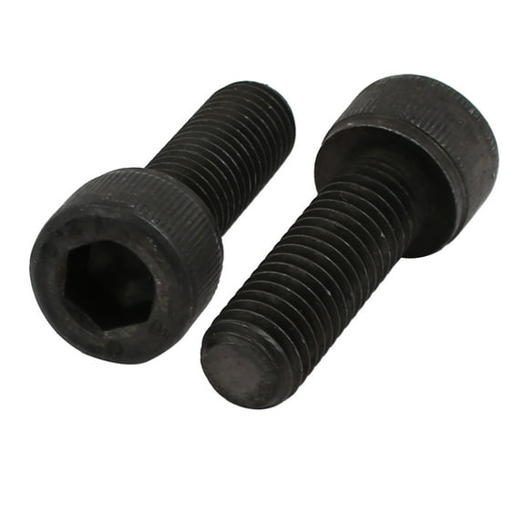 2pcs M10x30mm 12.9 Grade Hex Socket Cap Left Hand Thread Screw Bolt Black