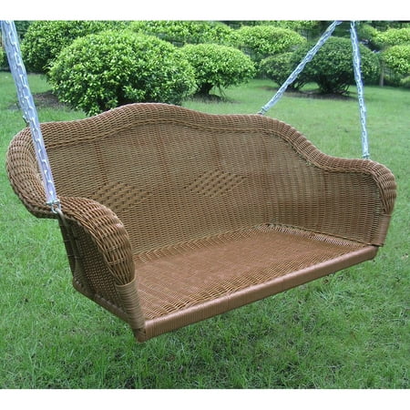 Maui Resin Wicker Steel Hanging Loveseat Swing