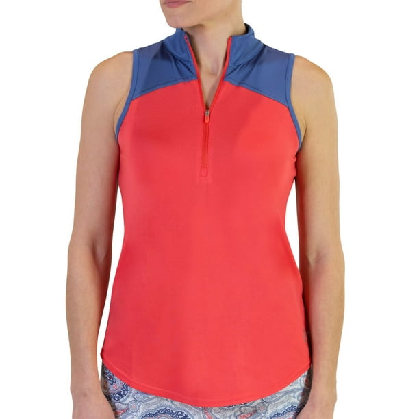 Download Jofit Women's Zip Cutaway Mock Sleeveless Golf Polo ...