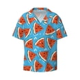 thumbnail image 3 of Goofa Cartoon Watermelon Printed Men's Casual Short-sleeved Shirt,Lightweight Breathable Button-down,Summer Casual men's top,Versatile Fashion shirt-, 3 of 7