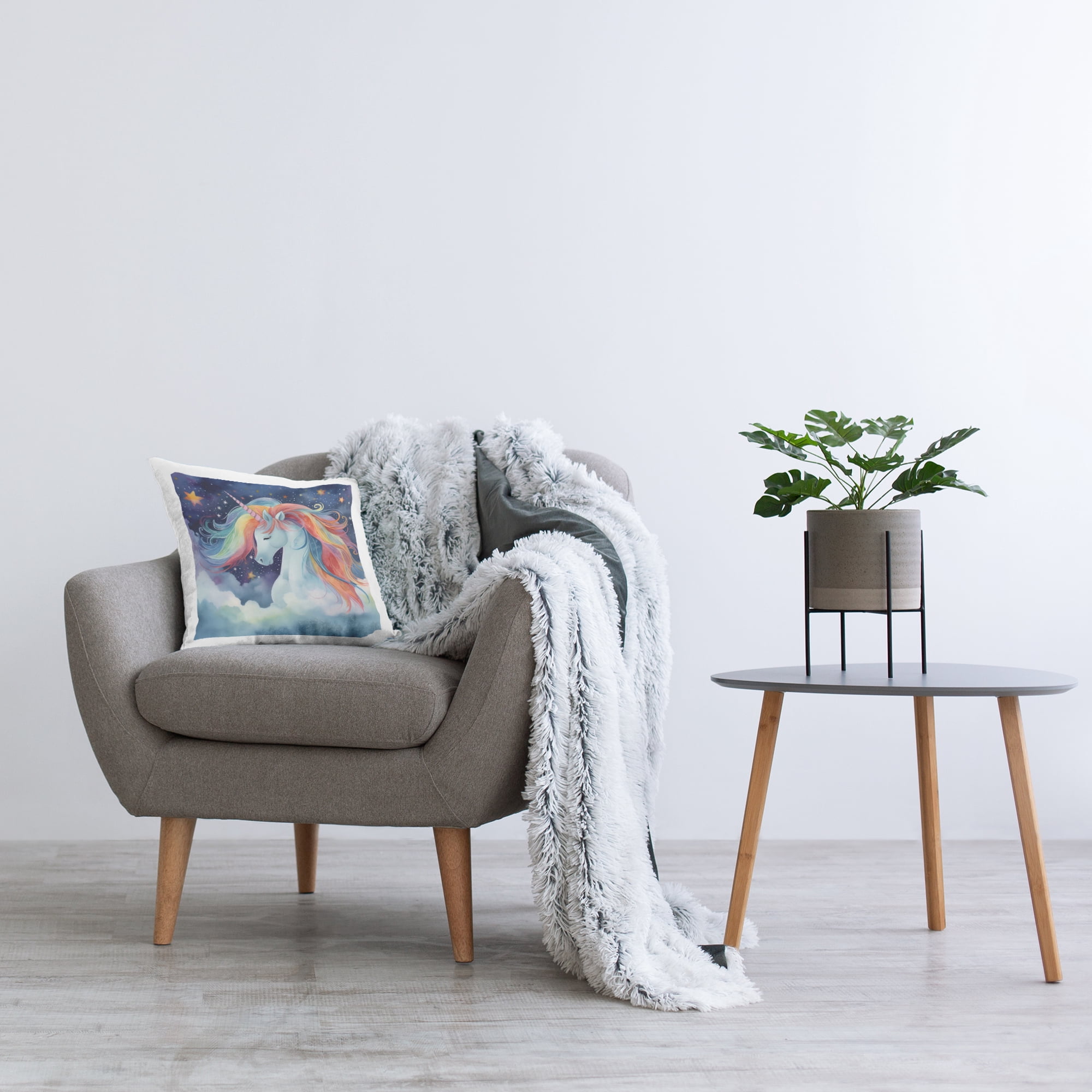Stupell Industries Rainbow Mane Unicorn in Clouds Decorative Printed Throw Pillow, design by Creative Studio