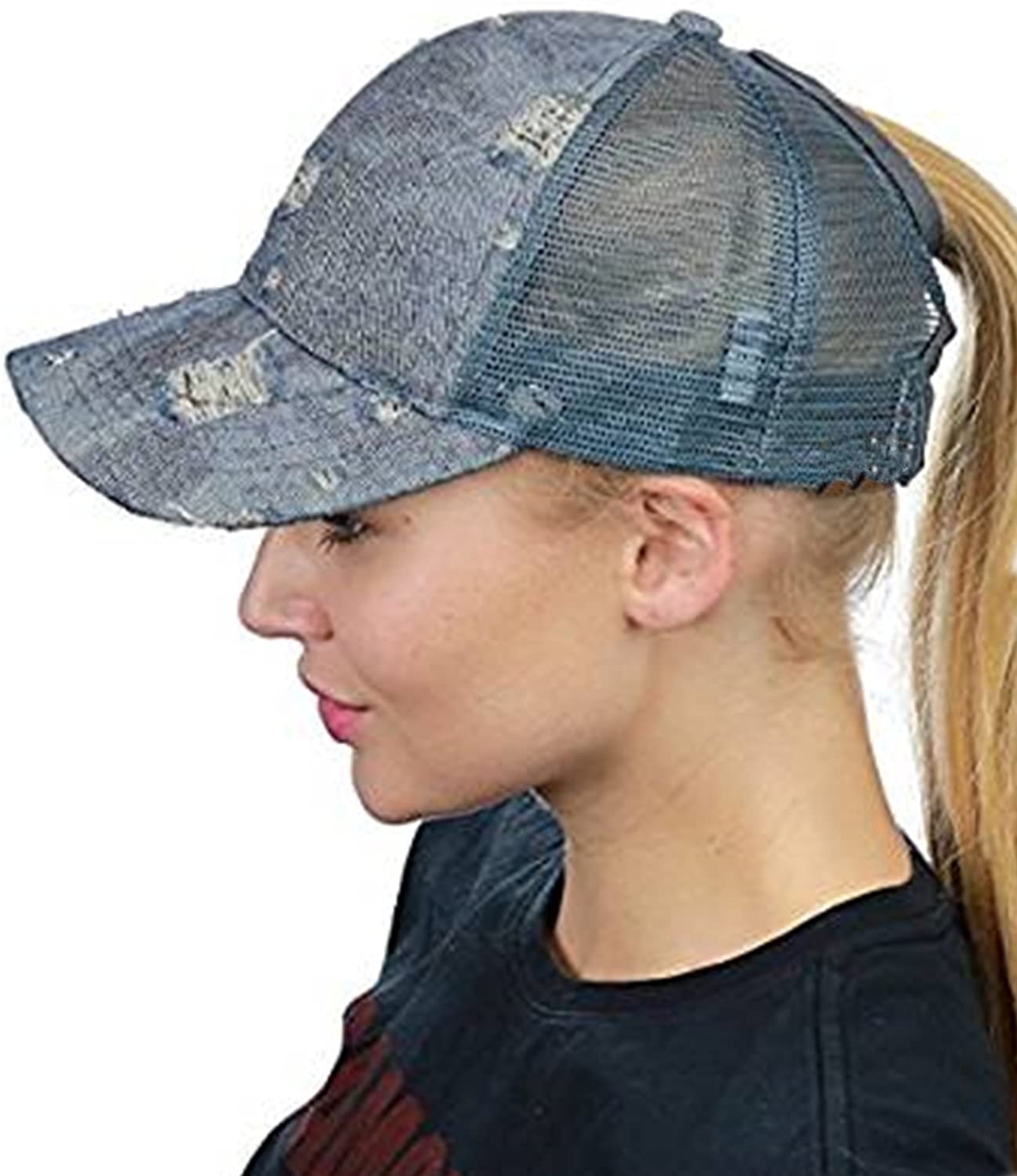Bun Adjustable Mesh Trucker Sun Hat 