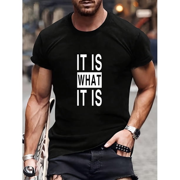 Letter Print, Men's Graphic Design Crew Neck T-shirt, Casual Comfy Tees Tshirts For Summer, Men's Clothing Tops For Daily Vacation Resorts Tee For Adult, Men, Women, Teen, Teenager, Adolescent,Youth