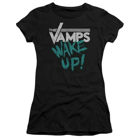 Trevco BAND234-JS-5 The Vamps Wake Up-S by S Junior Sheer T-Shirt, Black - (Best Way To Wake Up Your Man)
