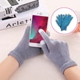 thumbnail image 3 of Sonducket 1 par de guantes de invierno para mujer, tejido artesanal, cubierta de mano, elegante, cálido, cómodo, guante de punto para pantalla táctil guantes y mitones Azul oscuro Sonducket AP009536-14, 3 of 6