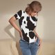thumbnail image 3 of Fotbe Cow Skin 2 Body de Mujer con Cuello Redondo y Mangas Cortas, Sin Mangas Ajustado, Suave, Cómodo y Básico-Large, 3 of 7