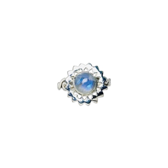 Heaven Crafts 925 Sterling Silver Blue Fire Moonstone Ring Gift For Her Handmade