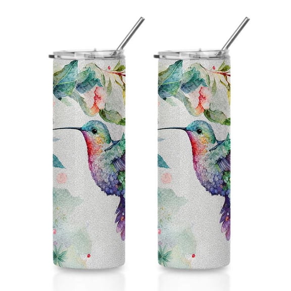 20oz Watercolor Hummingbird Floral Stainless Steel Tumbler， Tumbler with Lid Vacuum Insulated Travel Mug， Coffee Cups With Lids， Perfect Gifts For Birthday Holidays Gifts For Women and Men.