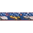thumbnail image 2 of Speed Racer Race Cars Checkered Blue Wallpaper Border for Kids, Roll 15' x 6'', 2 of 3