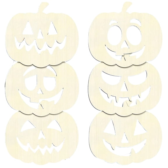 6 Pack Halloween Wooden Pumpkin Cutouts Unfinished Wood Crafts Hanging Halloween Decorations Diy Paintable Pumpkins for Adults Halloween Party Decor Fall Home Ornaments