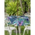 thumbnail image 3 of Outdoor Tablecloth with Umbrella Hole for Patio/Picnic/Party/Camping, Hello Spring Waterproof Table Cloth Round Cover Washable, Pastoral Purple Bottle Floral Dark Green Wood (Dia 60"), 3 of 8