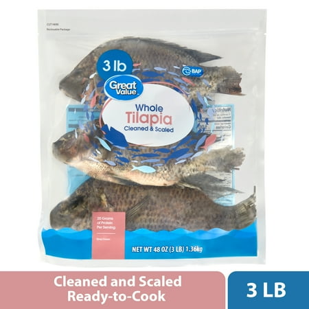 Great Value Whole Tilapia, 3 lb (Frozen)