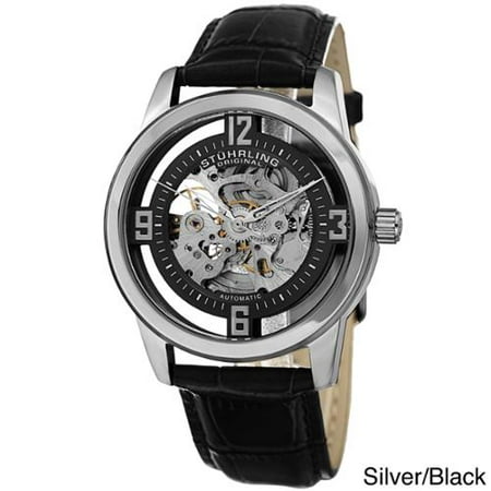 Stuhrling Original Men's Automatic Winchester Skeleton Leather Strap Watch