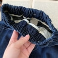 thumbnail image 5 of HAOTAGS Girls Elastic Waisted Jeans,Casual Loose Full Comfort Casual Denim with Pockets Dark Blue 10-12 T, 5 of 7