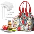 thumbnail image 4 of Pioneer Flower Floral Print Pattern Drawstring Lunch Bag Women - Drawstring Lunch Bag Insulated for Work Office - Stain-Resistant Large Lunchbags for Women with Multi-Pockets, 4 of 6